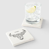 白黒の部族牛 ストーンコースター (横)