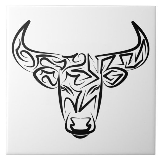 白黒の部族牛 タイル (正面)