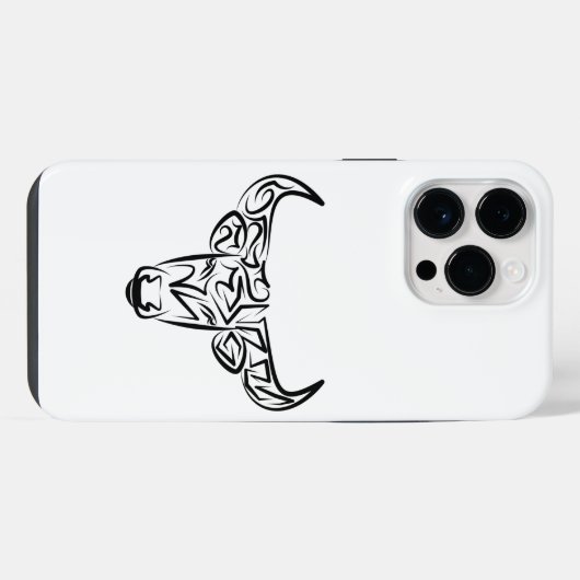 白黒の部族牛 iPhoneケース (裏面横)