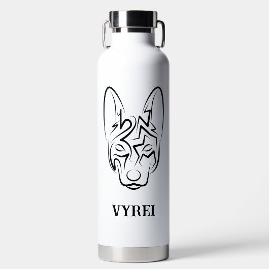 白黒の部族犬 ウォーターボトル (正面)