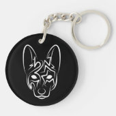 白黒の部族犬 キーホルダー (裏面)