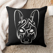 白黒の部族犬 クッション (ブランケット)