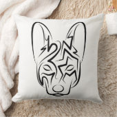 白黒の部族犬 クッション (ブランケット)