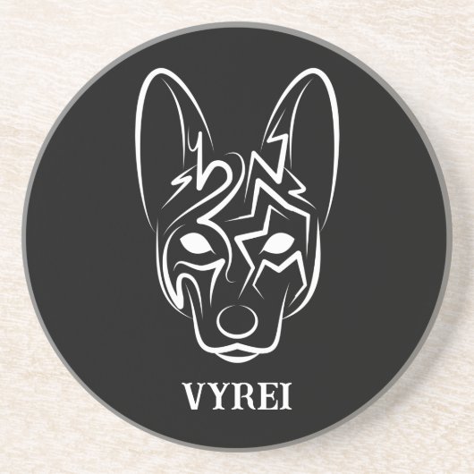 白黒の部族犬 コースター (正面)
