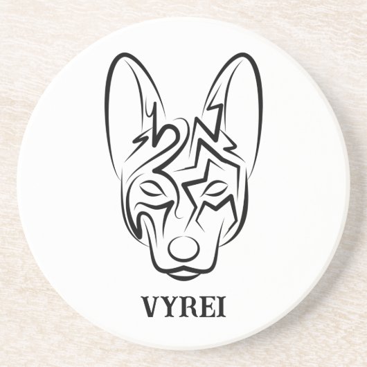白黒の部族犬 コースター (正面)