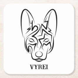 白黒の部族犬 スクエアペーパーコースター