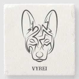 白黒の部族犬 ストーンコースター