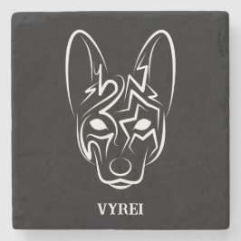 白黒の部族犬 ストーンコースター