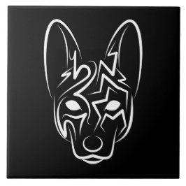 白黒の部族犬 タイル