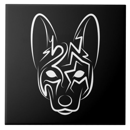 白黒の部族犬 タイル (正面)