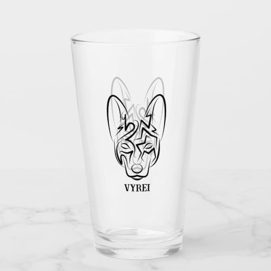 白黒の部族犬 タンブラーグラス (正面)