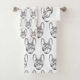 白黒の部族犬 バスタオルセット