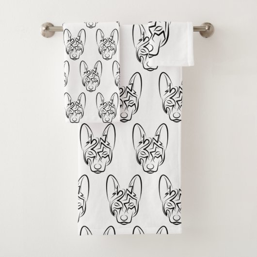 白黒の部族犬 バスタオルセット (インサイチュ)