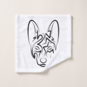 白黒の部族犬 バスタオルセット (ウォッシュタオル)