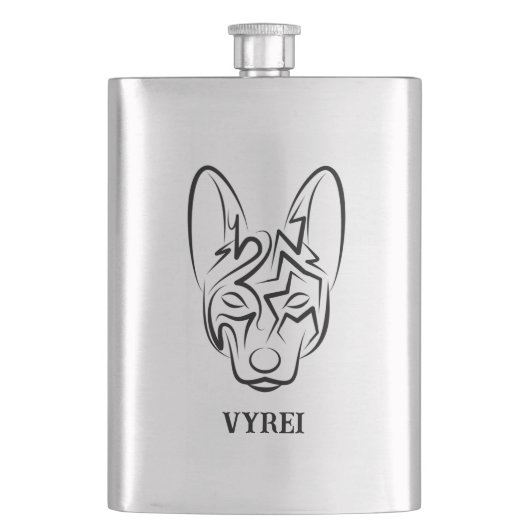 白黒の部族犬 フラスク (正面)