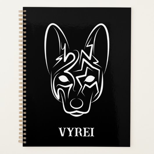 白黒の部族犬 プランナー手帳 (正面)