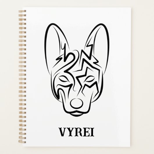 白黒の部族犬 プランナー手帳 (正面)