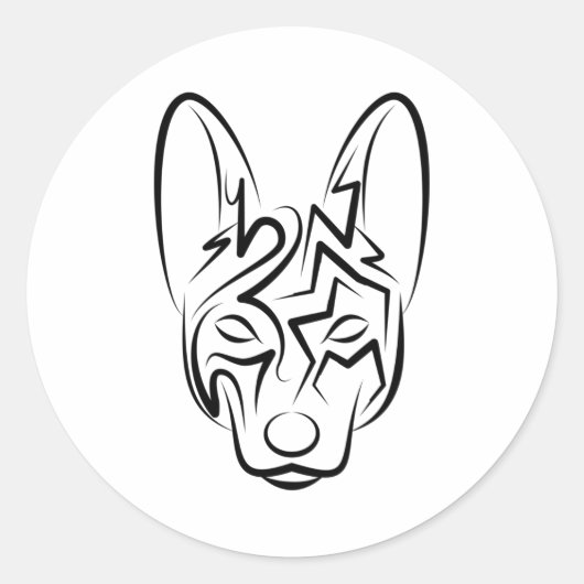 白黒の部族犬 ラウンドシール (正面)