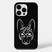 白黒の部族犬 iPhoneケース (裏面)