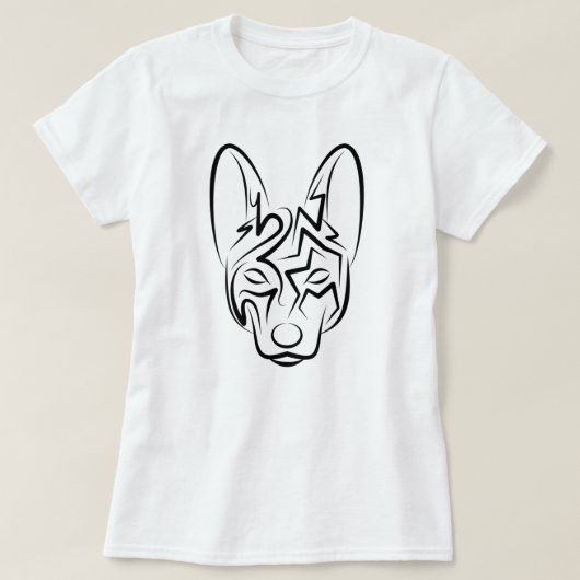 白黒の部族犬 Tシャツ (デザイン正面)