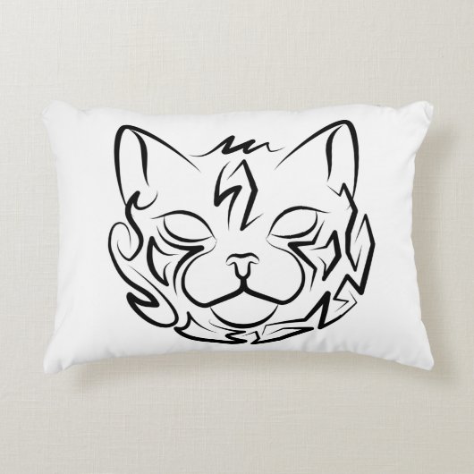 白黒の部族猫 アクセントクッション (正面)