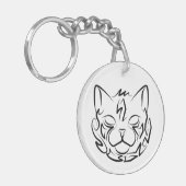白黒の部族猫 キーホルダー (正面左)