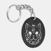 白黒の部族猫 キーホルダー (正面左)