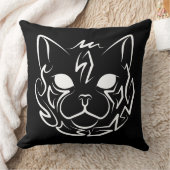 白黒の部族猫 クッション (ブランケット)