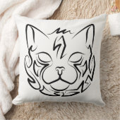 白黒の部族猫 クッション (ブランケット)