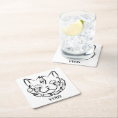 白黒の部族猫 スクエアペーパーコースター (インサイチュ)