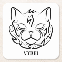 白黒の部族猫 スクエアペーパーコースター