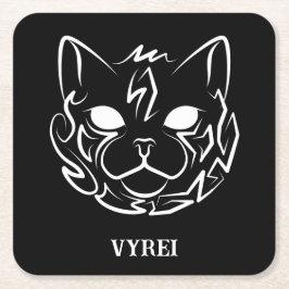 白黒の部族猫 スクエアペーパーコースター