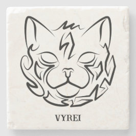 白黒の部族猫 ストーンコースター