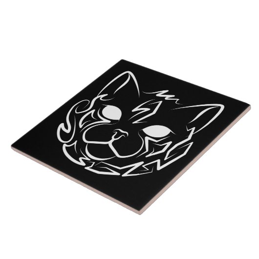 白黒の部族猫 タイル (側面)