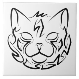 白黒の部族猫 タイル