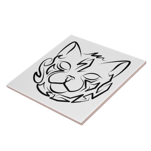 白黒の部族猫 タイル (側面)