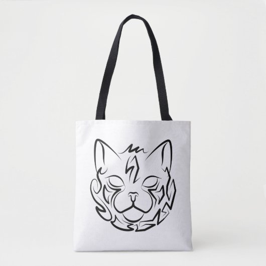 白黒の部族猫 トートバッグ (正面)