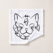 白黒の部族猫 バスタオルセット (ウォッシュタオル)