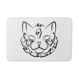白黒の部族猫 バスマット