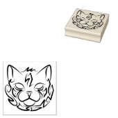 白黒の部族猫 ラバースタンプ (押印)