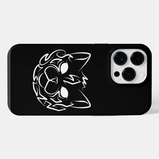白黒の部族猫 iPhoneケース (裏面横)