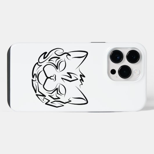 白黒の部族猫 iPhoneケース (裏面横)