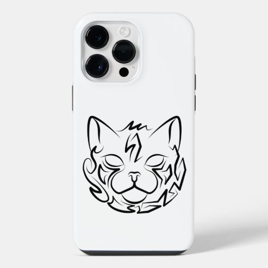 白黒の部族猫 iPhoneケース (裏面)