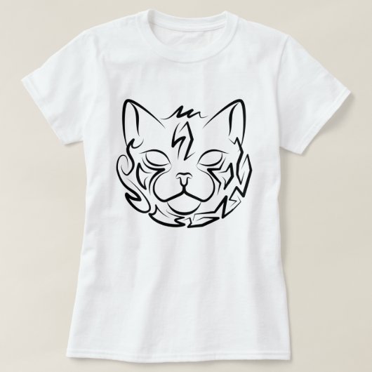 白黒の部族猫 Tシャツ (デザイン正面)