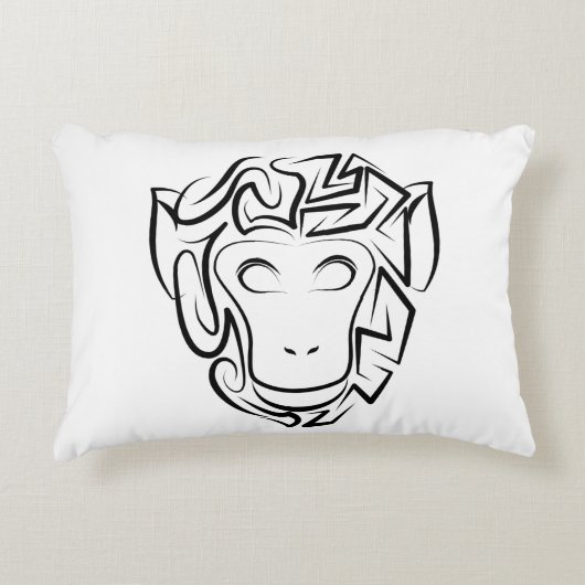 白黒の部族猿 アクセントクッション (正面)
