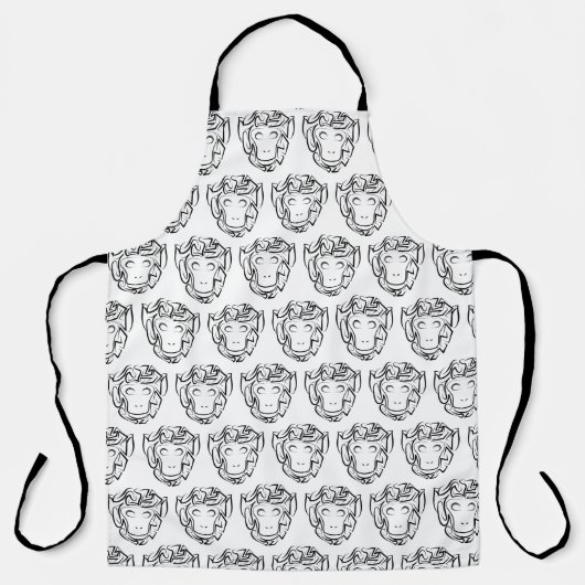 白黒の部族猿 エプロン (正面)