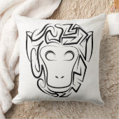 白黒の部族猿 クッション (ブランケット)