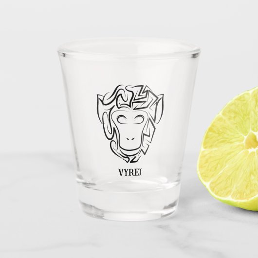 白黒の部族猿 ショットグラス (正面)