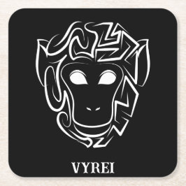 白黒の部族猿 スクエアペーパーコースター