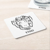 白黒の部族猿 スクエアペーパーコースター (アングル)